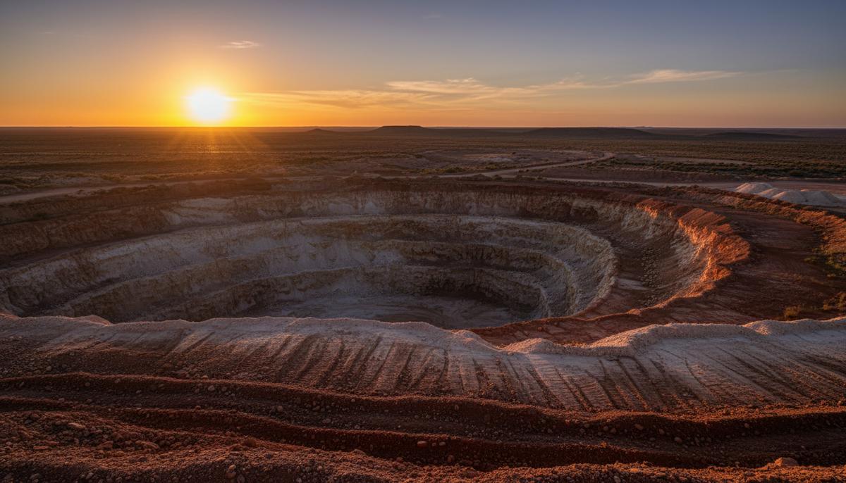 Крупное месторождение галлия обнаружено на проекте Salazar в Австралии Разрез земли на карьере в Австралии, видны слои красновато-коричневой почвы и светлой сапролитовой глины.