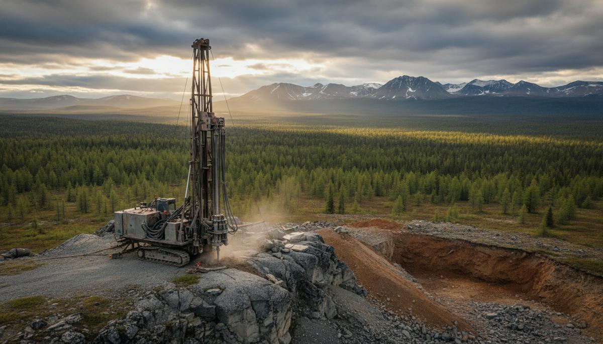 Felix Gold сообщает о расширении золотой минерализации на Аляске Буровая установка и разведочная траншея на участке геологоразведки в гористой местности Аляски на фоне тайги.