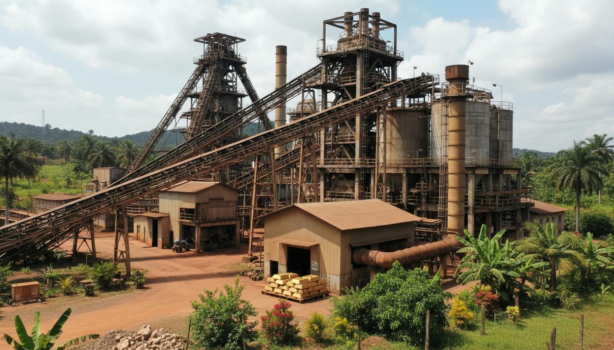 Trafigura инвестирует 65 млн долларов в возобновление добычи золота в Гане Золотодобывающий завод с конвейерными лентами и промышленными корпусами в тропическом регионе Ганы.
