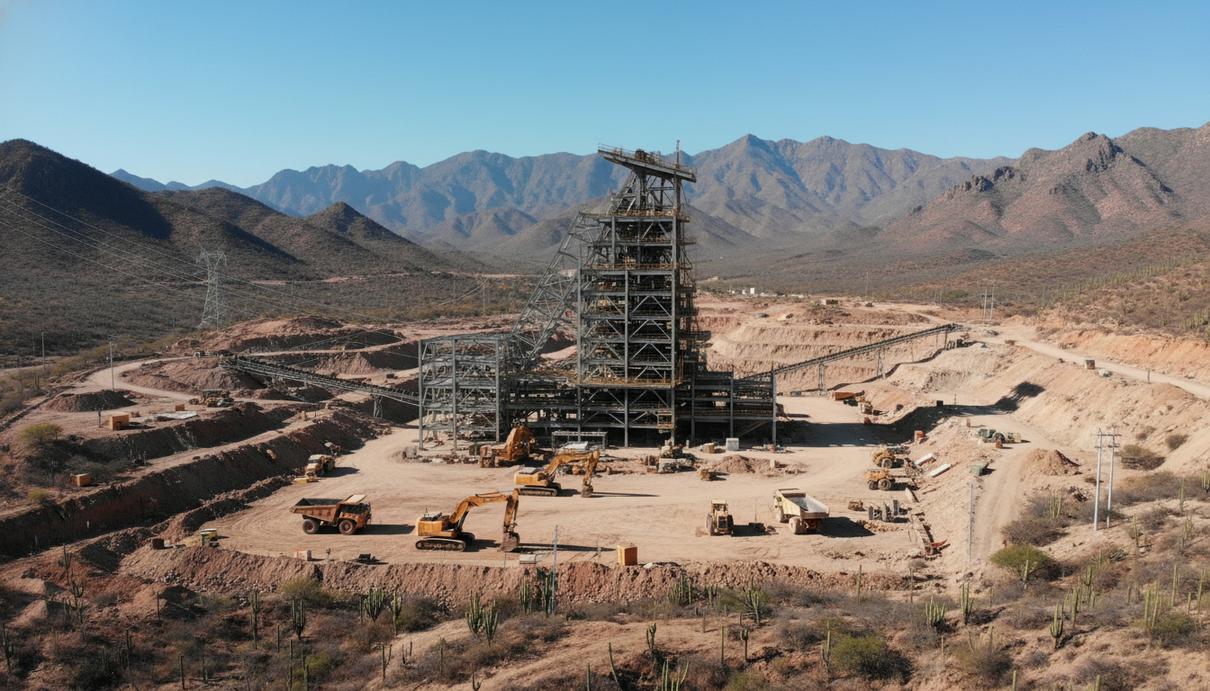 Промышленная площадка по строительству горно-обогатительного комбината в горной местности Синалоа