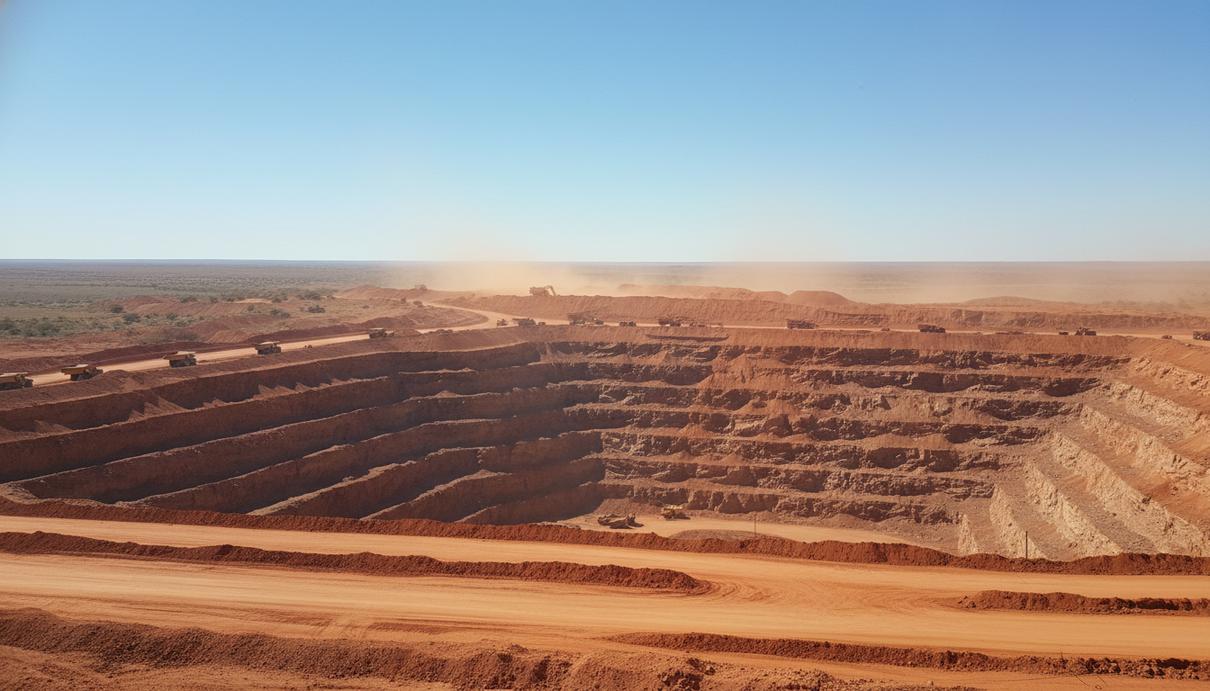 Corazon Mining приобретает золотой проект Chalice в Австралии за $18,3 млн Глубокий ступенчатый карьер золотодобывающего рудника в пустынной местности Западной Австралии с красной землей.